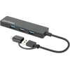 HUB USB Manhattan MANHATTAN 4-Port USB 3.0 Typ-C / Typ-A Kombi-Hub juodas