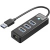 Orico PW3UR25-U3 USB šakotuvas 4 prievadų 3x USB-A 3.0 1x RJ45 2.5G Ethernet 1.8m - Juodas