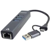 HUB USB PremiumCord Adapteris USB-C na USB-A Gigabit 10/100/1000Mbps + 3x USB 3.2 złącze