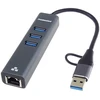 HUB USB PremiumCord Adapteris USB-C na USB-A Gigabit 10/100/1000Mbps + 3x USB 3.2 złącze