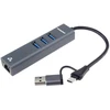 HUB USB PremiumCord Adapteris USB-C na USB-A Gigabit 10/100/1000Mbps + 3x USB 3.2 złącze