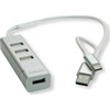 Roline USB HUB USB 2.0 šakotuvas skirtas ROLINE nešiojamiesiems kompiuteriams, 4 prievadai, A+C tipo jungties laidas