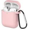 Hurtel Silikoninis AirPods 1/2 dėklas su karabinu – rožinis
