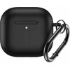 Hurtel Silikoninis dėklas skirtas Airpods 4 su karabinu - juodos spalvos