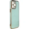 Hurtel Lighting dėklas skirtas iPhone 12 Pro Max, mėtų spalvos su auksniu rėmeliu