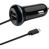 Įkroviklis 2GO USB-kroviklis samochodowa 2400mA Lightning + 1x USB 1,4m juoda