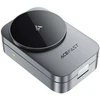Acefast E22 3 viename belaidė indukcinė įkrovimo stotelė, suderinama su „MagSafe“ – pilka