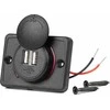 Kvadratinis atsparus vandeniui telefono įkroviklis su raudonu LED apšvietimu, 2xUSB 12/24V AMIO-04230