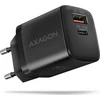 Axagon Sil sieninis įkroviklis 2x prievadas (USB-A + USB-C), PD3.0/QC4+/PPS/AFC/Apple. 30W bendra galia.