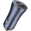 Baseus Automobilinis įkroviklis 40W 12-24V USB + USB-C QC4+ PD3.0 SCP FCP AFC, pilkas