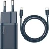 Baseus Super Si 1C 20W greitas sieninis įkroviklis su 1m USB-C - Lightning kabeliu - Mėlynas