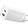 Baseus Sieninis įkroviklis GaN2 Lite 65W USB + USB-C QC4+ PD3.0 SCP FCP AFC, baltas