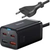 Baseus Sieninis įkroviklis GaN3 Pro 65W 2xUSB + 2xUSB-C QC4+ PD3.0 su USB-C 1.5m laidu, juodas