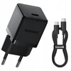 Baseus Sieninis įkroviklis Palm 30W USB-C QC3.0 PD3.0 su USB-C kabeliu 1m, juodas