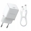 Baseus Sieninis įkroviklis Palm 30W USB-C QC3.0 PD3.0 su USB-C kabeliu 1m, baltas