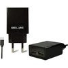 Beline Laidinis įkroviklis 2xUSB + USB-C 2A juodos spalvos