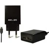 Beline Laidinis įkroviklis 2xUSB + microUSB 2A juodos spalvos