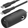 Belkin 30W USB-C, PD, PPS, juoda + kabelis Lightning