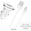 Automobilinis įkroviklis Borofone BZ12A Quick Charge 3.0 + MicroUSB baltas