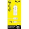Budi - 1 USB automobilinis įkroviklis su LED indikatoriumi+žaibo laidu
