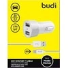 Budi - 2 USB automobilinis įkroviklis su LED indikatoriumi+žaibo laidu