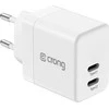Crong Ultra Compact GaN – sieninis įkroviklis 2x USB-C maitinimo tiekimas 35 W (baltas)