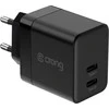 Crong Ultra Compact GaN – sieninis įkroviklis 2x USB-C maitinimo tiekimas 35 W (juodas)
