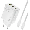 Dudao A29C 65W GaN laidinis įkroviklis + USB-C kabelis – baltos spalvos