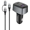 Dudao automobilinis įkroviklis USB / USB Type C Power Delivery (60 W) Quick Charge 4.0 (22,5 W) + laidas USB Type C - USB Type C / Lightning juodas (R7XS juodas)