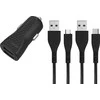 Energizer HardCase – automobilinis įkroviklis 2x USB-A 2.4A + USB-C ir mikro USB laidas (juodas)