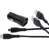 Energizer HardCase – automobilinis įkroviklis 2x USB-A 2.4A + USB-C ir mikro USB laidas (juodas)