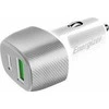 Energizer Ultimate – USB-C ir USB-A 38W PD + QC3.0 automobilinis įkroviklis (balta / sidabrinė)
