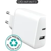 Įkroviklis eStuff INFINITE GRS* USB 1x USB-A 1x USB-C 20W/12W Baltas (ES637031-BULK)