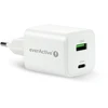 „everactive GaN“ tinklo įkroviklis su 1 x USB ir 1 x USB-C greito įkrovimo 4.0 45 W, baltas