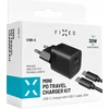 Fixed Fiksuotas Mini USB-C 30W + kabelis USB-C/USB-C, juoda