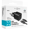 Fixed Mini USB-C 20W + kabelis USB-C/USB-C, juoda