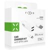 Įkroviklis Fiksuotas Rinkinys automobilinis įkroviklis FIXED su 2xUSB išvestimis ir USB/Lightning laidu, 1 metras, MFI, 15W išmanusis greitasis įkrovimas, balta