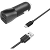 Įkroviklis Fixed Rinkinys ładowarki samochodowej FIXED su wyjściem 2xUSB i kablem USB/micro USB, 1 metr, 15W Smart Rapid Charge, juoda