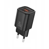 FONENG sieninis įkroviklis EU70 PD 20W 1xUSB-C + 1xUSB QC3.0 Juodas