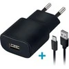 Forever TC-01 įkroviklis 1x USB 2A juodos spalvos + USB-C kabelis