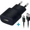 Forever TC-01 įkroviklis 1x USB 2A juodos spalvos + microUSB kabelis