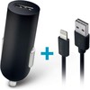 Forever M02 automobilinis įkroviklis 1x USB 2A juodos spalvos + Lightning kabelis
