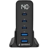 Įkroviklis Gembird Szybka kroviklis USB GaN 5-portowa 3xUSB-C + 2x USB-A 140 W juoda (TA-UC-2A3C-PD140-01-BK)