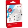 Genius Maitinimo šaltinis / tinklo adapteris 20W, 2 prievadų, USB-C, USB-A, PD-20ACP