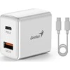 Genius Maitinimo šaltinis / tinklo adapteris 20W, 2 prievadų, USB-C, USB-A, PD-20ACP