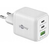 „Įkroviklis Goobay goobay“ USB-C greitasis įkroviklis Nano, PD, GaN, 65 vatai (baltas, 1x USB-A, 2x USB-C PD, Charge 3.0)