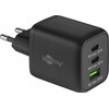 „Goobay 64753“ 65 W USB-C PD GaN daugiaportinis greitasis įkroviklis, Nano, Juodas