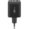 „Goobay 64753“ 65 W USB-C PD GaN daugiaportinis greitasis įkroviklis, Nano, Juodas