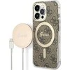 Set Guess GUBPP13LH4EACSW Case+ Charger Apple iPhone 13 Pro dėklas telefonui rudos spalvos 4G Print MagSafe
