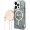 Apple iPhone 14 Pro Guess dėklas 4G Print MagSafe + Belaidis Įkroviklis (GUBPP14XH4EACSK)